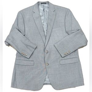 Lauren Ralph Lauren Mens Suit Jacket Formal Button Cuffs Solid Gray Size 46L